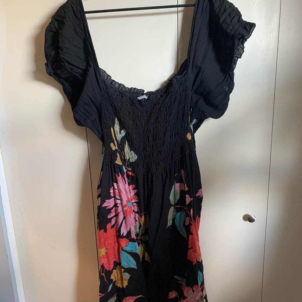 Black Dress with Floral Design